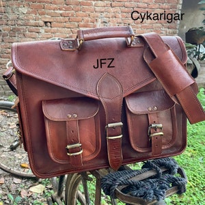 Personalized Genuine leather messenger bag laptop bag shoulder bag gift for men office bag work briefcase Large Satchel for christmas gift