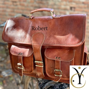 Personalized Genuine leather messenger bag laptop bag shoulder bag gift for men office bag work briefcase Large Satchel for christmas gift