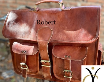 Personalized Genuine leather messenger bag laptop bag shoulder bag gift for men office bag work briefcase Large Satchel for christmas gift