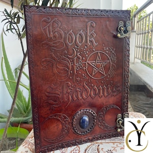 Personalisierte Leder 3 Ringbuch Buch der Schatten 1 oder 3 Zoll große Ringbuch für 9,5 x 13 Zoll Papier, Leder Binder für Tarotkarten