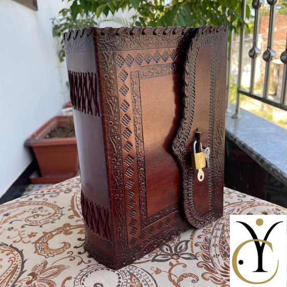 Handmade Leather Journal With Lock, Personalized Diary