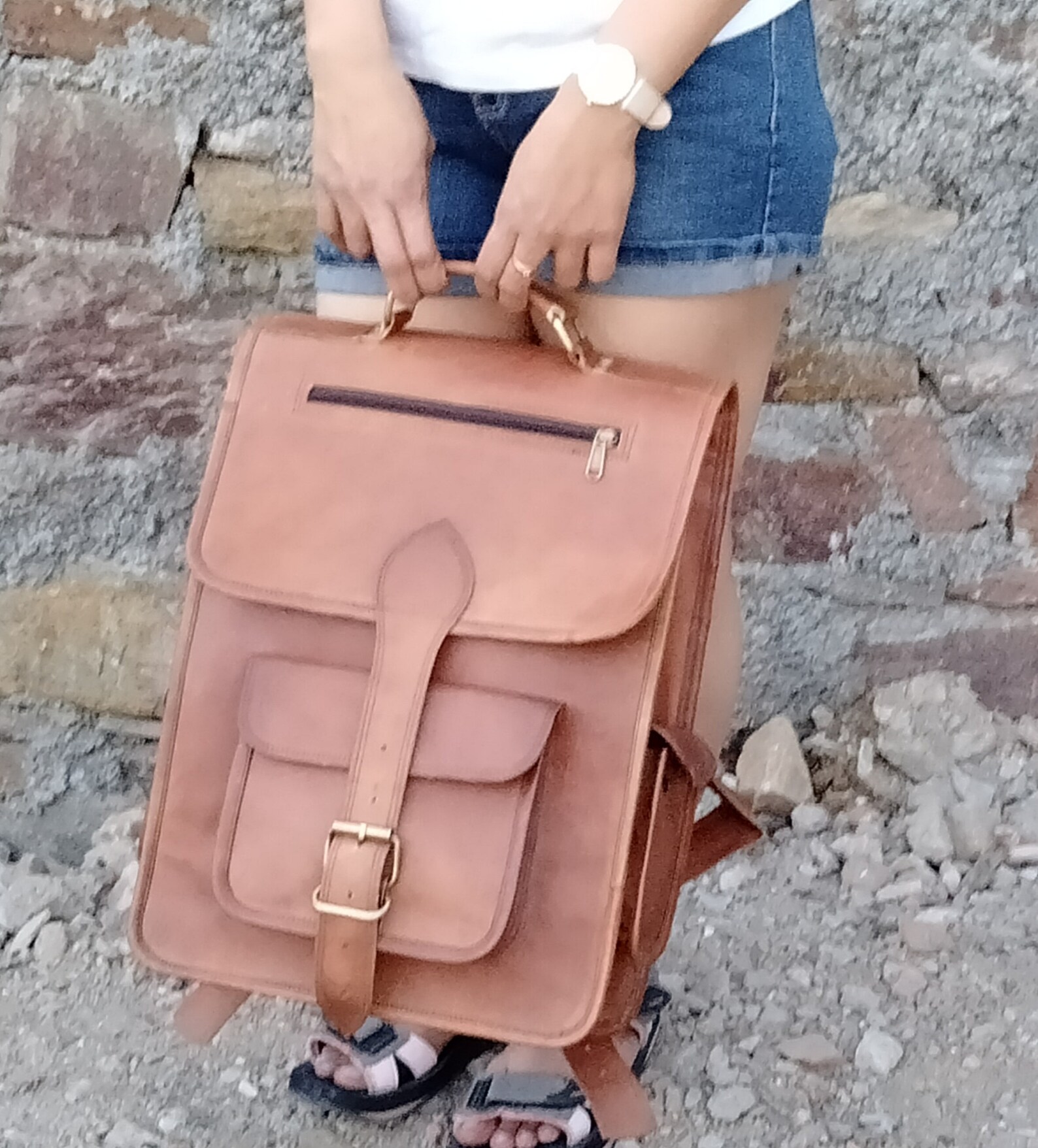 Laptop Backpack Leather Handbag Leather Backpack Men Hipster Etsy