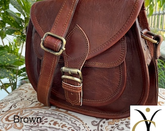 Personalized Leather Crossbody Bag Purse, Handmade Saddle Gift For Her