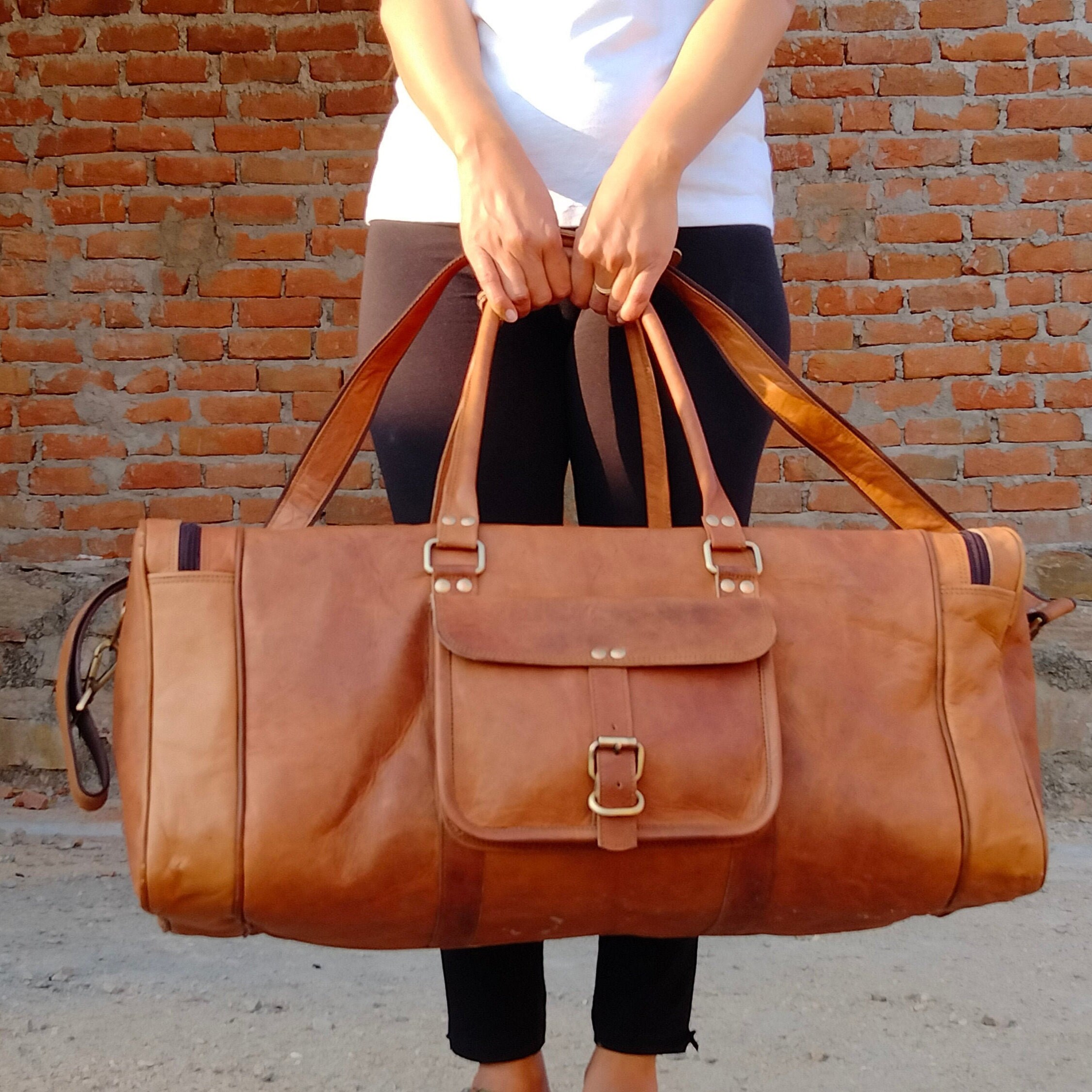 Leather Duffle Bag Men Large Personalized Duffel Bag Leather Etsy