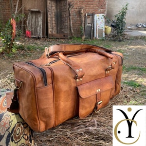 Leder Seesack Männer, personalisierte Reisetasche Übernacht Reise Weekender Tasche, Leder Reisetasche, Vatertagsgeschenk für Vater