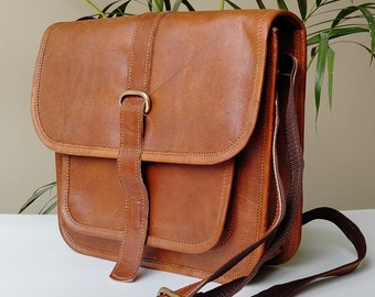 Handmade Leather Crossbody Bag: Small Shoulder Purse, Adjustable Strap