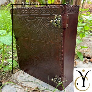 Carpeta de cuero personalizada de 3 anillas, de 7,6 cm o 2,5 cm, con soporte para páginas de 24,1 x 33 cm, con pentagrama para cartas del tarot.