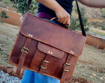 Personalized Gifts For Him Leather briefcase Man, Leather Bag Men, Mens Laptop Messenger Bag, Satchel Bag, Computer Bag, New Job Gift