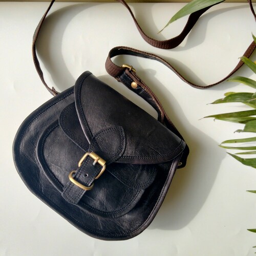 Leather Crossbody Saddle Bag Monogram Purse Leather Etsy