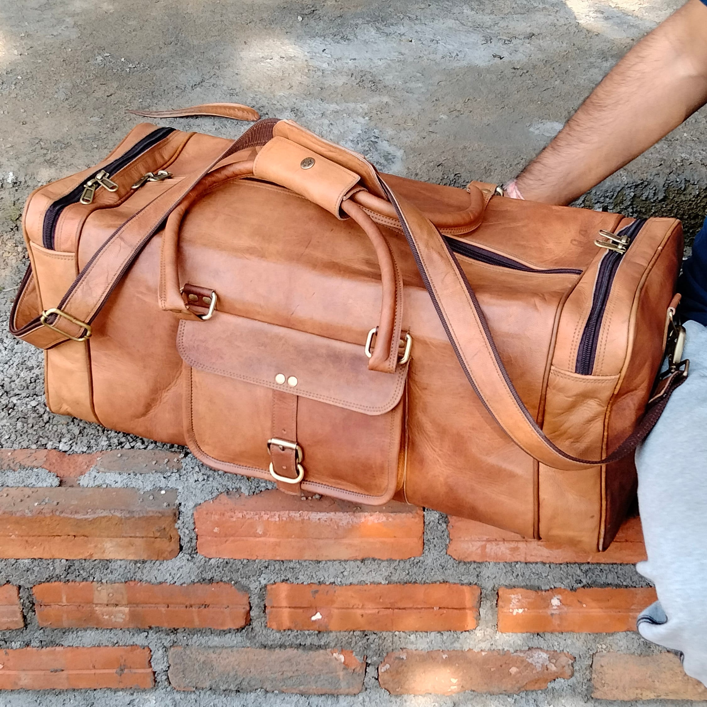 Leather Duffel Bag Men Personalized Duffle Bag Overnight Etsy