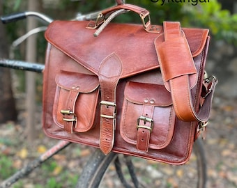 Handmade Leather Messenger Cross-Body Laptop Bag Personalized Office Handbag Briefcase Rustic Vintage Messenger Bag for Men Women