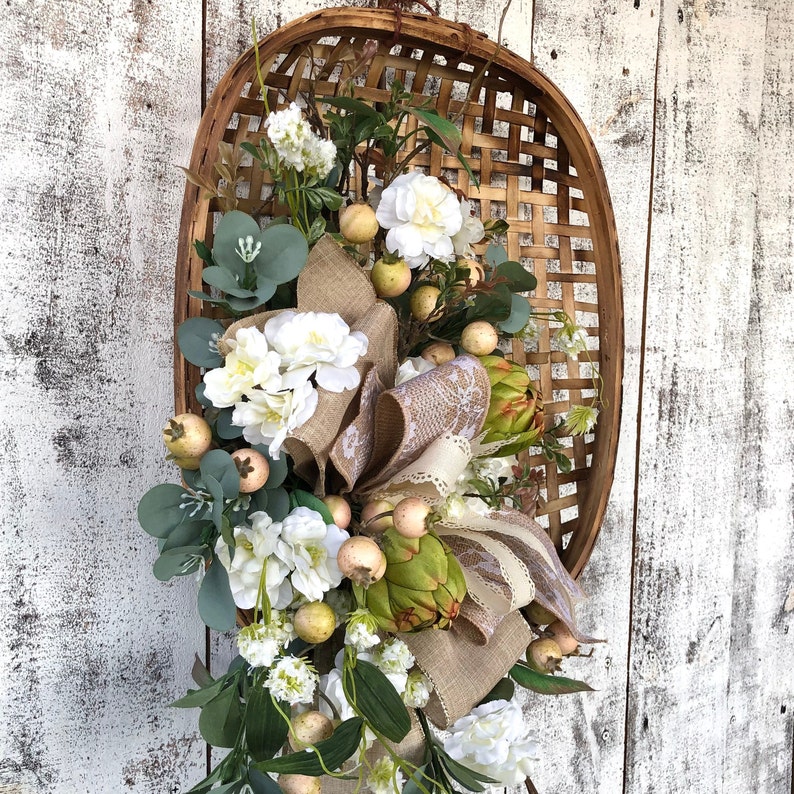 Tobacco Basket Wall Hanging Floral Wall Hanging Farmhouse Etsy
