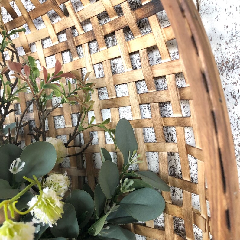 Tobacco Basket Wall Hanging Floral Wall Hanging Farmhouse Etsy