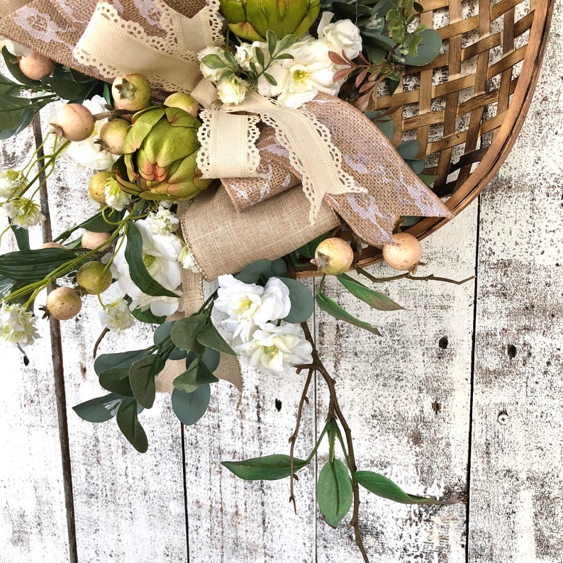 Tobacco Basket Wall Hanging Floral Wall Hanging Farmhouse Etsy