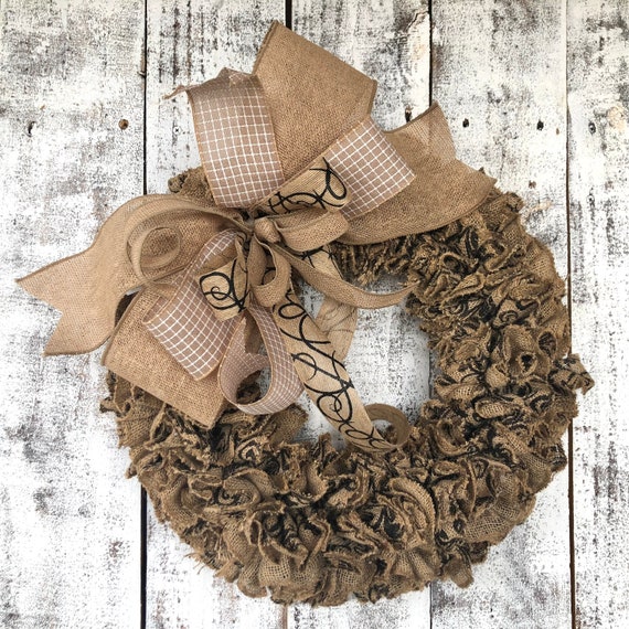 Everyday Burlap Farmhouse Wreath, Burlap Wreath, Indoor Burlap Wreath, Indoor  Wreath, Farmhouse Decor, Burlap Wreath With Bow, Home Decor 