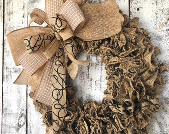 Everyday burlap farmhouse wreath, burlap wreath, indoor burlap wreath, indoor wreath, farmhouse decor, burlap wreath with bow, home decor