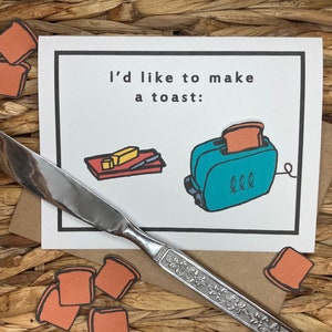 Glückwunsch-Karte, "Make a Toast", Geburtstagskarte, Feiern Karte, Essen Pun Karte, Essen Themenkarte, Geburtstagskarte für Koch