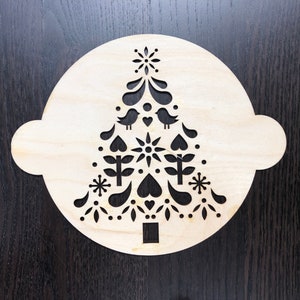 Scandinavian Folk Art Christmas Tree cake stencil, Dutch Folk Art, Christmas Tree Stencil, Hostess Gift, Baking Gift, Holiday Cake Stencil image 2