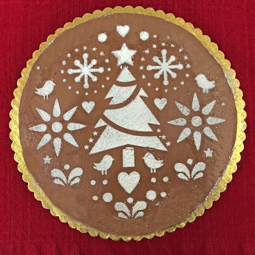 Scandinavian Folk Art Christmas Tree Cake Stencil Dutch Folk Etsy