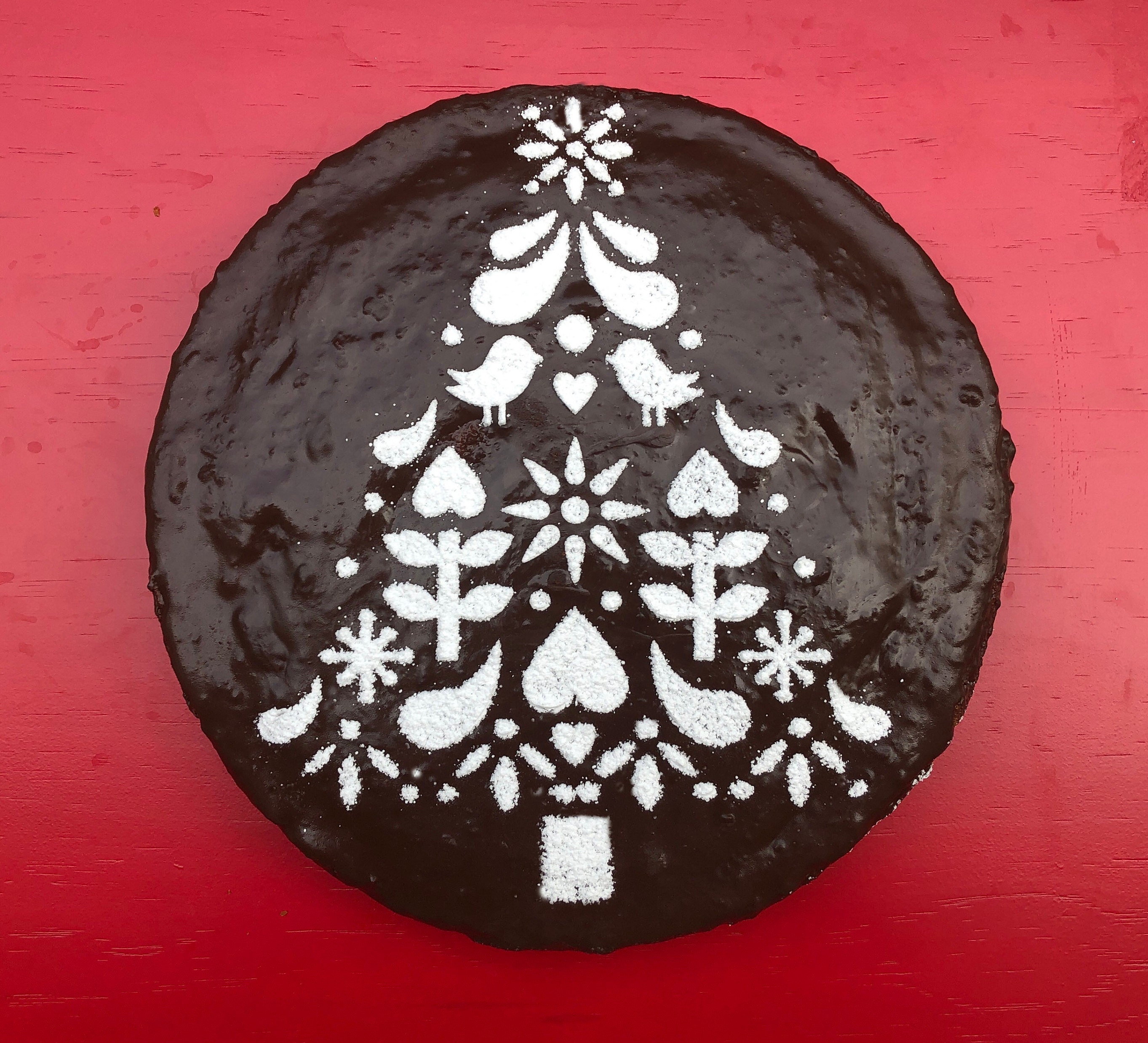 Scandinavian Folk Art Christmas Tree Cake Stencil Dutch Folk Etsy