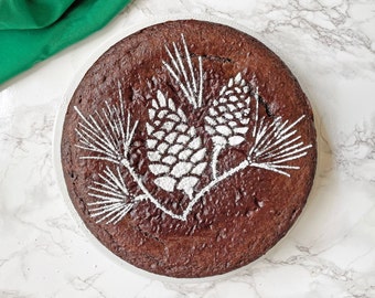Pine Cone Cake Stencil, Evergreen Tree Stencil, Pine Tree Cake Stencil, Winter Botanical Stencil, Baking Gift, Baking Gifts, Gift for Baker
