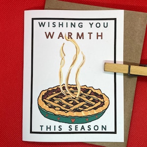 Cartão de férias de torta "Desejando-lhe calor", cartão de Natal de torta, cartão de férias com tema de panificação, cartão de férias para padeiro, cartão de Natal para padeiro