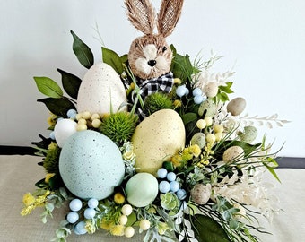 Easter Table Centerpiece: Bunny, Eggs, Spring Decor (18-Inch)
