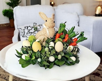Centro de mesa de Pascua \ Conejito navideño \ Decoración de mesa de primavera \ Arreglo de Pascua \ Decoración del hogar