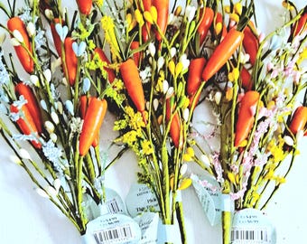 Palillo floral de zanahoria \ Decoración de arreglo de Pascua \ Juego de 6