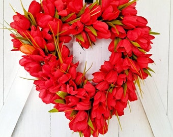 Tulip Heart wreath ,Tulip wreath,Red Tulip wreath,Valentine's day wreath,Happy Valentine's day,Wedding wreath