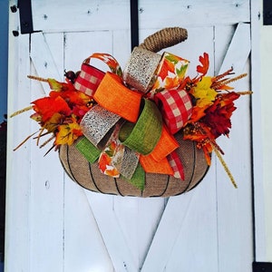 Fall Pumpkin Wreath, Handmade Autumn Pumpkin Door Decor, Beautiful Fall Wreath for Front Door, Pumpkin Hanger Wreath, Wreath Fall Entrance,