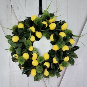 Lemon Wreath for Front Door – Summer Wreath - Yellow Lemons – Farmhouse Door Decor - Citrus Wreath - Lemons  Door Wreath - Housewarming Gift