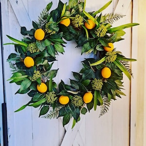 Handmade Lemon Wreath, Door Decor, Sunshine Lemon Wreath, Handcrafted Lemon Citrus wreath, Lemon Decor Wreath,