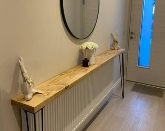 Rustic Wooden Console Table with Hairpin Legs for Hallway, Entryway and Living Rooms