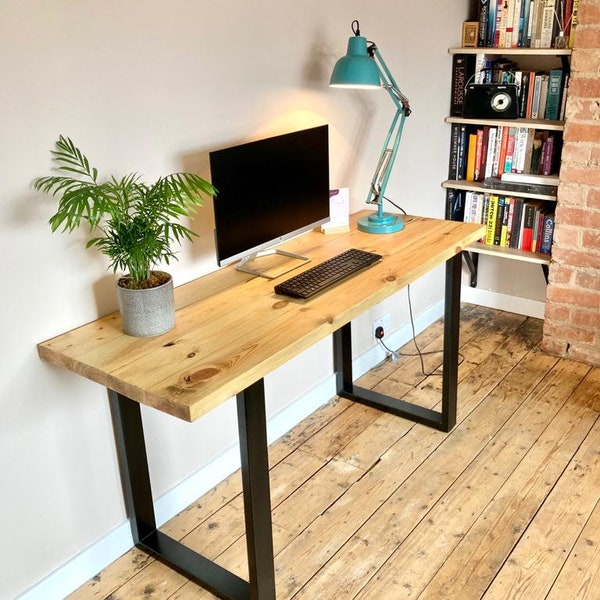 Wooden Desk | Industrial Desk | Computer Desk | Home Office Desk | Rustic | Reclaimed | Solid Wood | Chunky | Handmade | Work From Home WFH
