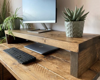 Monitor Stand | Desk Organiser | Monitor Riser | Desk Shelf | Laptop Stand | Desk Storage | Computer Stand | Rustic Wood Monitor Stand