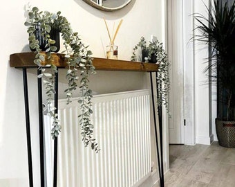 Rustic Narrow Console Table | Wooden Console Table | Radiator Shelf | Hallway Table | Reclaimed | Living Room Furniture | Thin Table