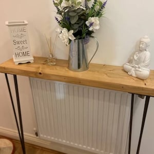 Rustic Wooden Hallway Table | Hairpin Legs | Narrow Hallway Table | Radiator Shelf | Slim | Rustic | Reclaimed Wooden Hallway Table