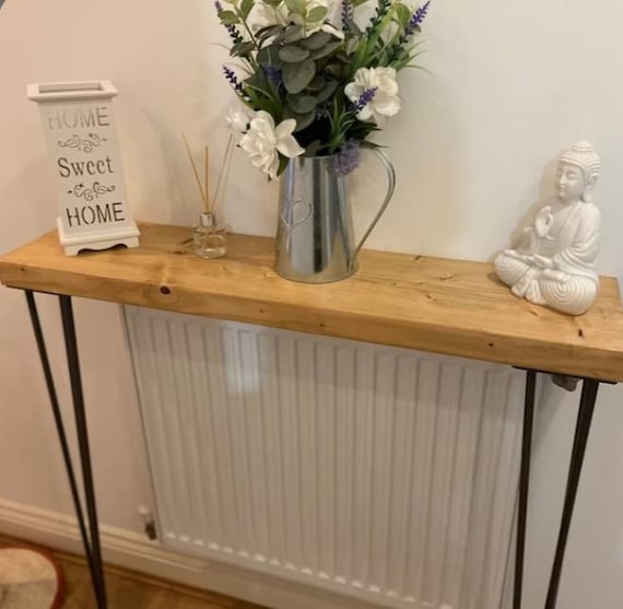 Rustic Wooden Hallway Table | Hairpin Legs | Narrow Hallway Table | Radiator Shelf | Slim | Rustic | Reclaimed Wooden Hallway Table