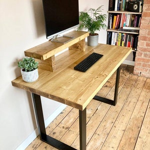 Industrial Style Wooden Desk | Computer Desk | Home Office Desk | Rustic | Reclaimed | Solid Wood | Chunky | Handmade | Sturdy Steel Legs