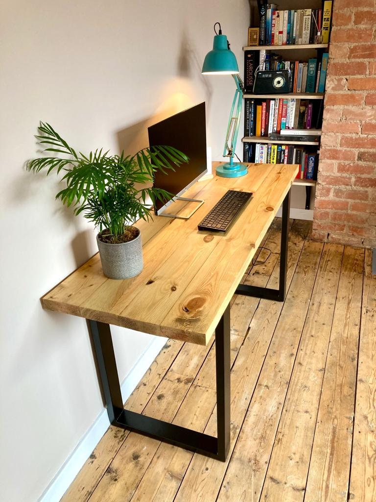 Wooden Desk Industrial Desk Computer Desk Home Office | Etsy