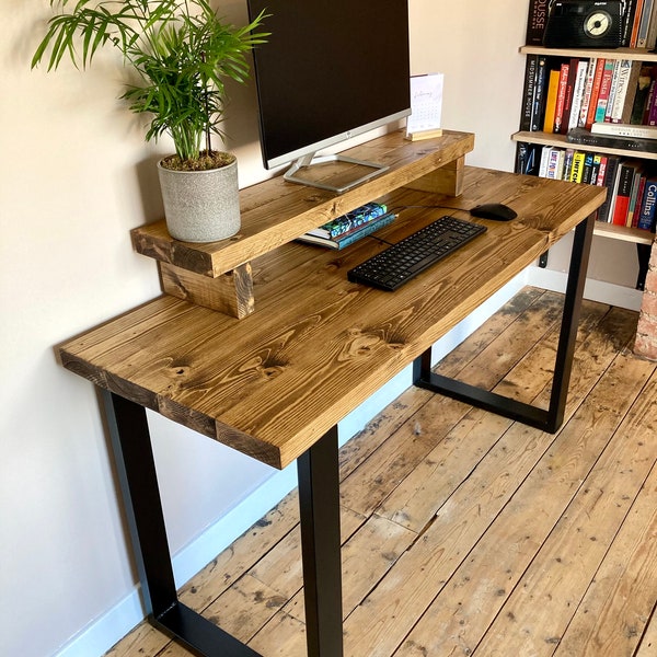 Wooden Desk | Industrial Desk | Computer Desk | Home Office Desk | Rustic | Recalimed | Solid Wood | Chunky | Handmade | Work From Home