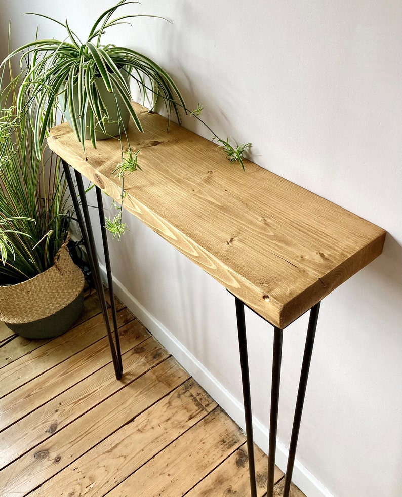 Rustic Wooden Hallway Table Hairpin Legs Narrow Hallway Etsy UK