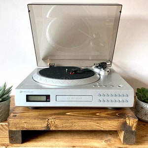 Record Player Stand | Desk Organiser | Amp Riser | Desk Shelf | Desk Storage | Rustic Wood | Handmade | Customisable