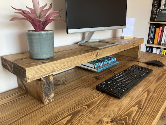 Elevador De Soporte Para Monitor De Madera, Soporte Para Impresora  Portátil, Organizador De Escritorio De Madera, Elevador De Pantalla De  Escritorio Con Diseño De Almacenamiento, Soporte Para Monitor De  Computadora De 19,85