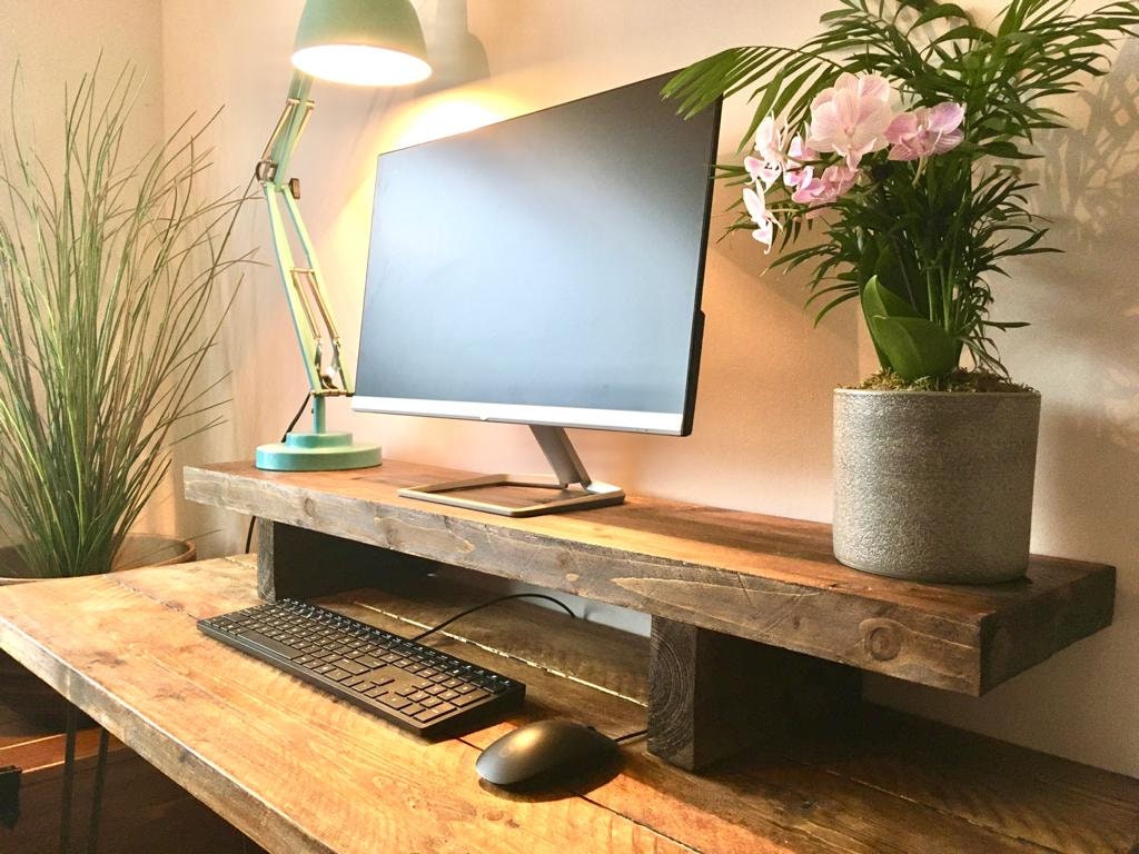  Giikin Soporte para monitor de madera vintage, organizador de  almacenamiento de estante de escritorio, organizador ergonómico de  escritorio y mesa, soporte de escritorio para laptop, computadora, MacBook,  cuaderno, PC, color retro 