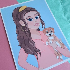 Girl with cute dog print