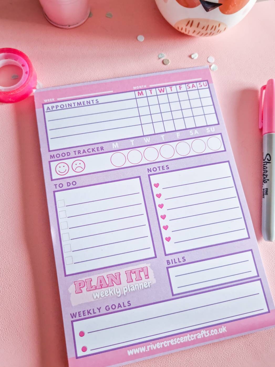 Plan It Pink Purple Weekly Notepad Planner A5 - Etsy