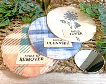Pocketed Egyptian Cotton Rounds |  Sustainable, Reusable, Eco-friendly Makeup Removal Pads