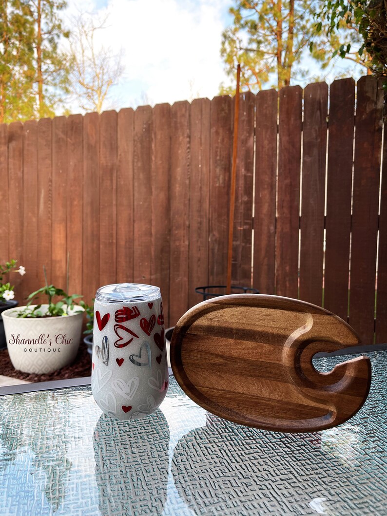 Valentines Wine Tumbler with CheeseSnack Board